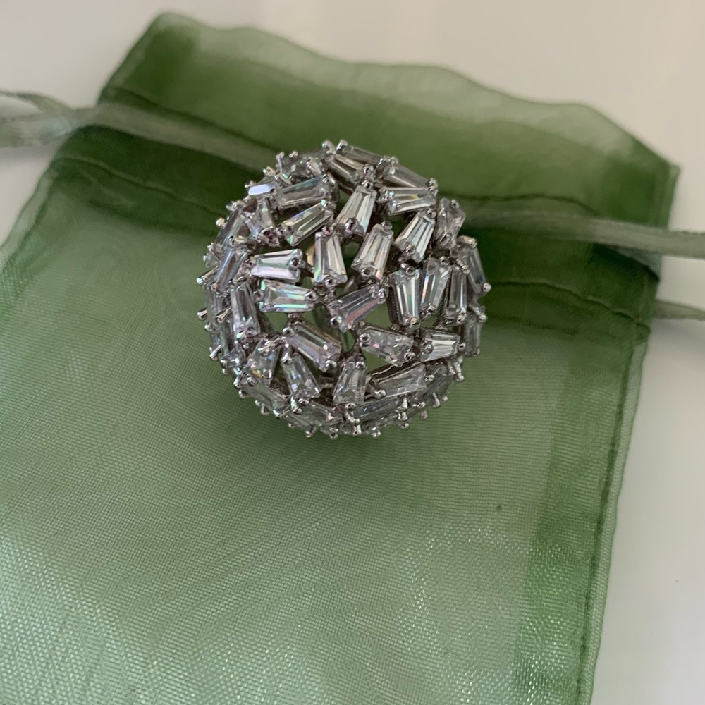 White Rhinestones “Disco Ball” Statement Ring